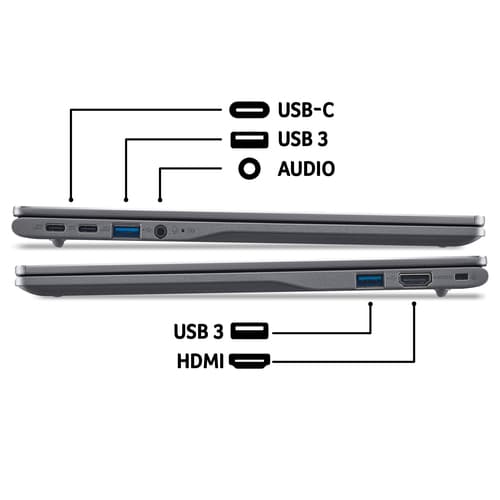 Acer Chromebook Plus 514 CB514-5H Traditional Laptop - Intel Core 5 120U, 8GB, 512GB SSD, Integrated Graphics, 14" WUXGA, Chrome OS, Iron slide 10