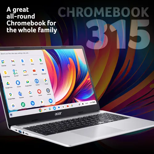 Acer Chromebook 315 CB315-4HT - Intel Celeron N4500, 8GB, 128GB eMMC, 15.6" Full HD Touchscreen, Chrome OS, Silver slide 2