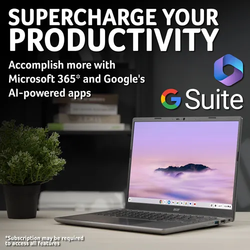 Acer Chromebook Plus 514 CB514-5H Traditional Laptop - Intel Core 5 120U, 8GB, 512GB SSD, Integrated Graphics, 14" WUXGA, Chrome OS, Iron slide 9