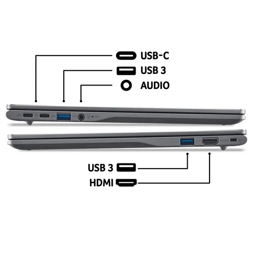 Acer Chromebook Plus 514 CB514-5H Traditional Laptop - Intel Core 5 120U, 8GB, 512GB SSD, Integrated Graphics, 14" WUXGA, Chrome OS, Iron slide 10
